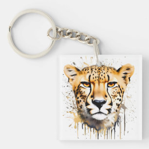 Cheetah Portrait Key Ring