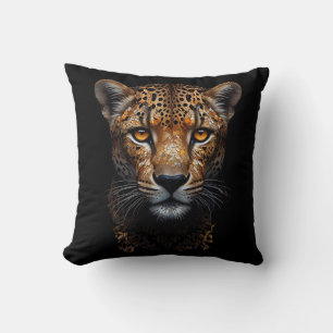 Cheetah Portrait on black Cushion