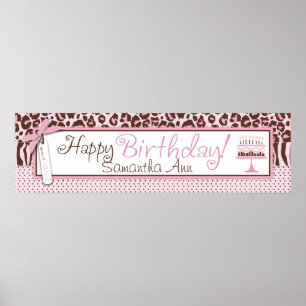 Cheetah Print and Cake Birthday Banner