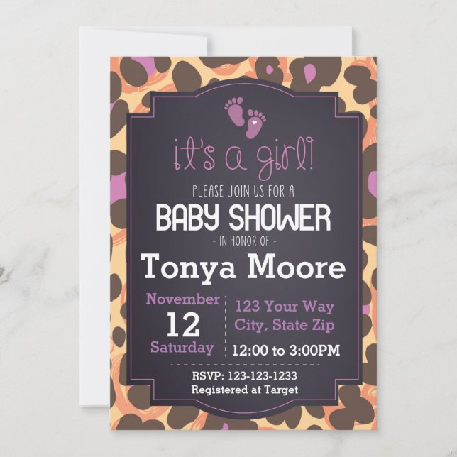 Cheetah Print Baby Shower Invitation (Front)