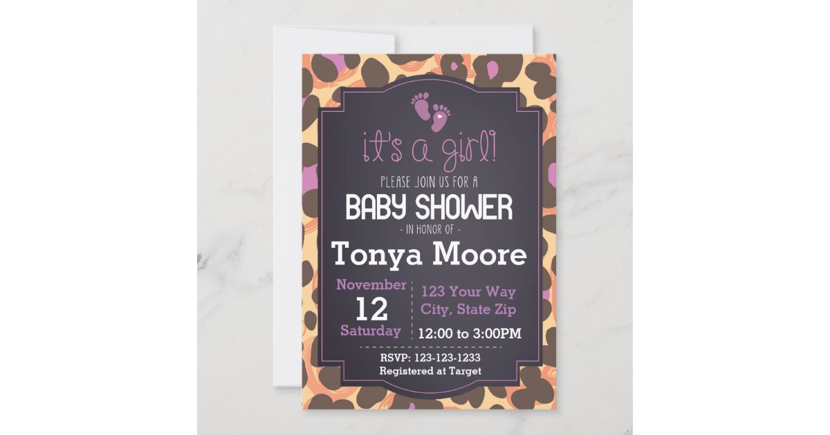 Cheetah Print Baby Shower Invitation Zazzle