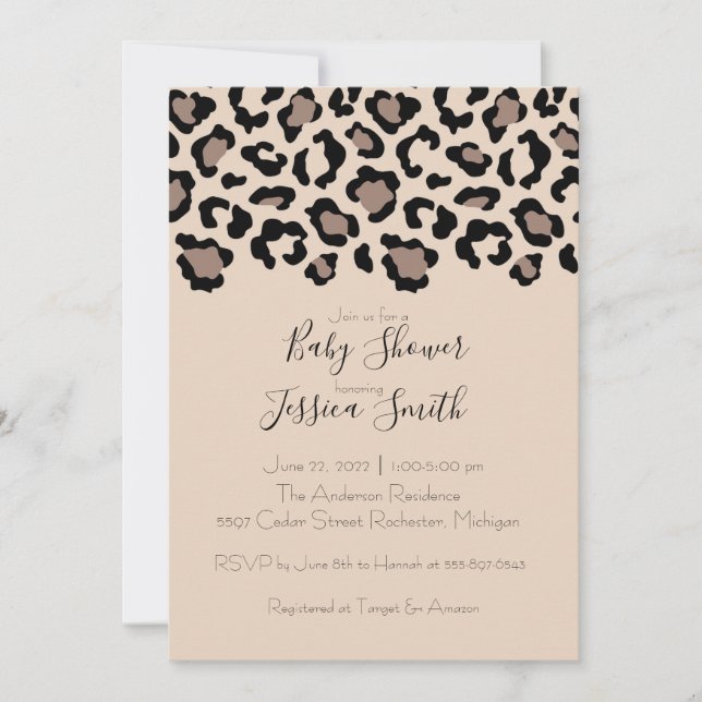 Cheetah Print Baby Shower Invitation (Front)