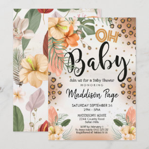 Cheetah Print Baby Shower Invitation Safari Baby