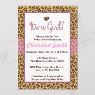 Cheetah Print Baby Shower Invitations for a Girl
