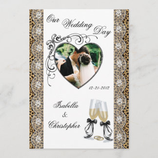 Cheetah Print Champagne Glass Wedding Invitations