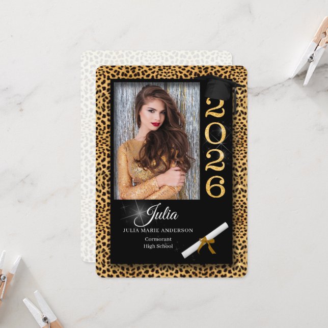 Cheetah Print Class of 2023 Graduation Invitation (Front/Back In Situ)