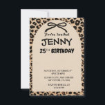 Cheetah Print Custom Kids Birthday Invite Party<br><div class="desc">Cheetah Print Birthday Invitation – Black Bow Coquette Party | Custom Kids Birthday Invite</div>