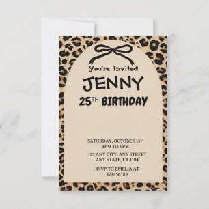 Cheetah Print Custom Kids Birthday Invite Party 