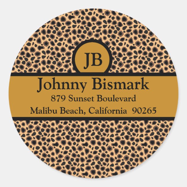 Cheetah Print Customisable Template Classic Round Sticker (Front)