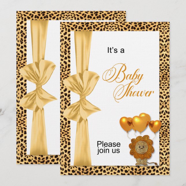 Cheetah Print Gender Neutral Baby Shower Invitation (Front/Back)