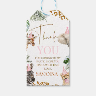 Cheetah Print Girls Safari Wild One 1st Birthday Gift Tags