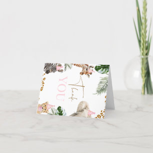 Cheetah Print Girls Safari Wild One 1st Birthday Thank You Card