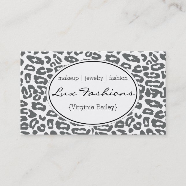 Cheetah Print (grey) Business Card (Front)