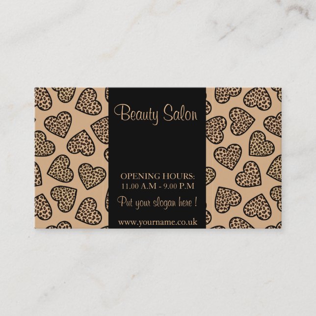 Cheetah print hearts Business Card (Front)