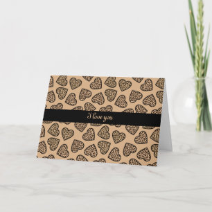 Cheetah print hearts "I love you" Greeting Card