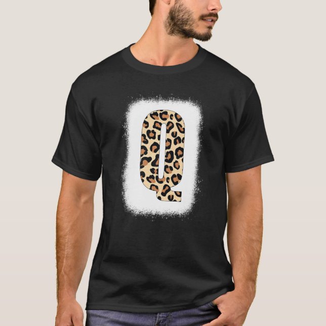 Cheetah Print Letter Q  Initial Letter Q Leopard B T-Shirt (Front)