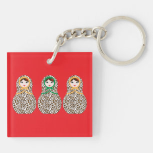Cheetah Print Matryoshka Keychain 