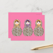 Cheetah Print Matryoshka Postcard 