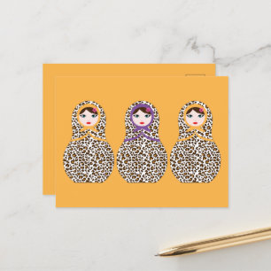 Cheetah Print Matryoshka Postcard 