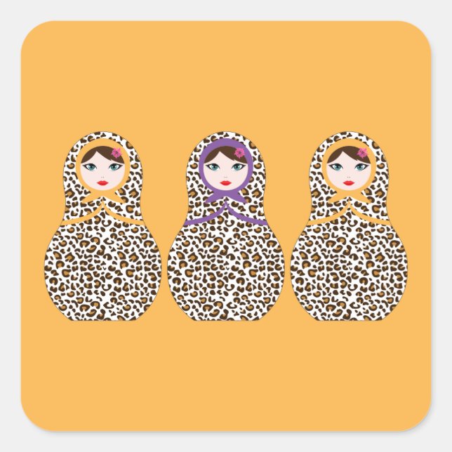 Cheetah Print Matryoshka Sticker  (Front)