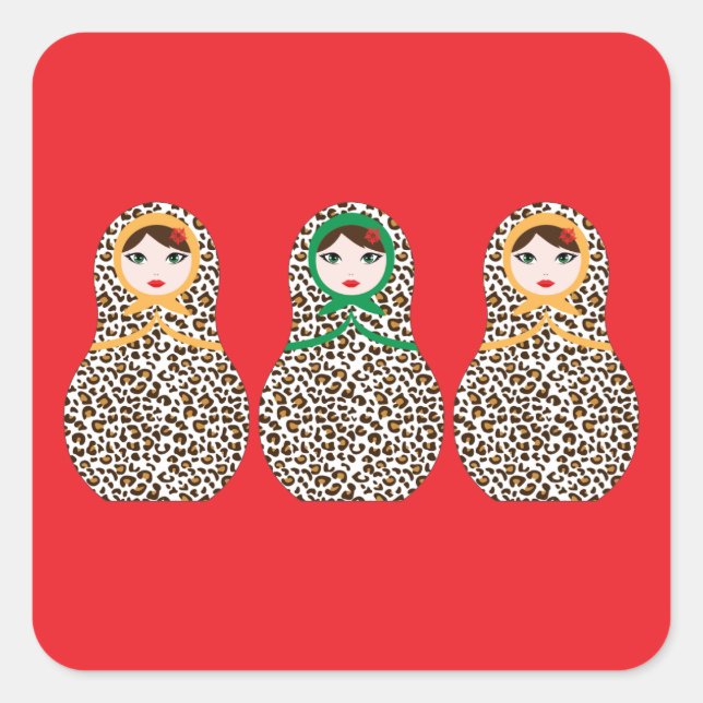 Cheetah Print Matryoshka Sticker  (Front)