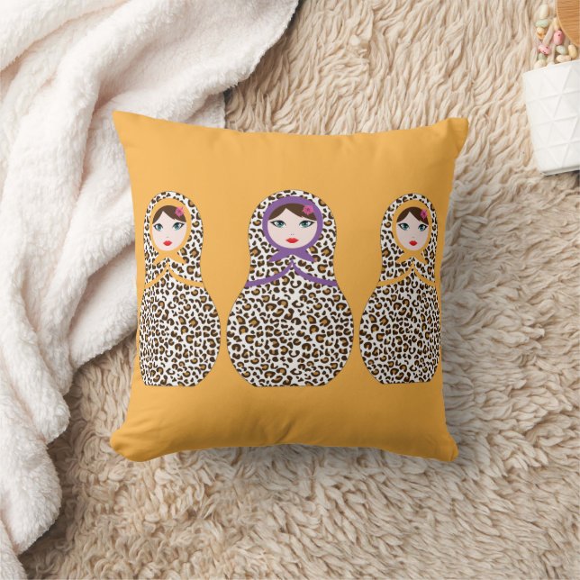 Cheetah Print Matryoshka Throw Pillow – Wild Style (Blanket)