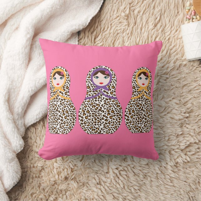 Cheetah Print Matryoshka Throw Pillow – Wild Style (Blanket)
