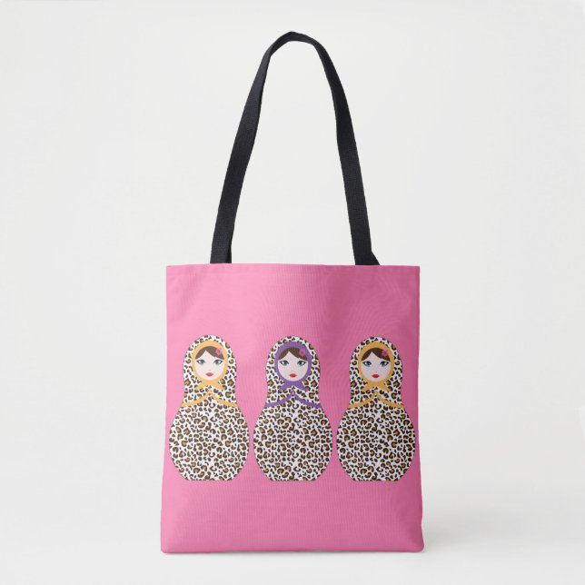 Cheetah Print Matryoshka Tote Bag (Front)