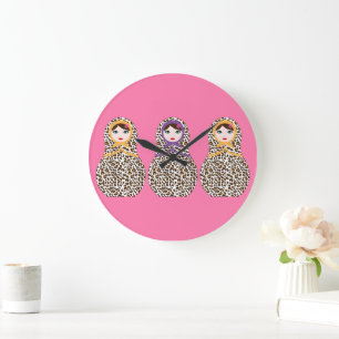 Cheetah Print Matryoshka Wall Clock