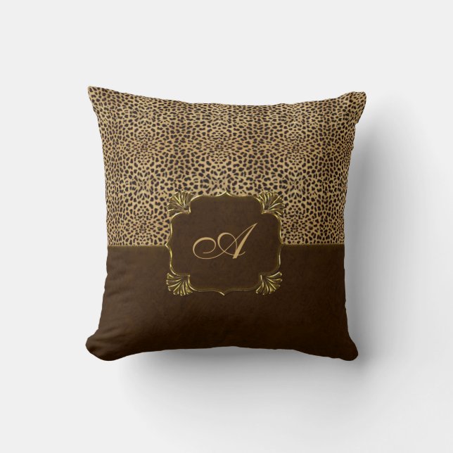 Cheetah Print Monogram Cushion (Front)