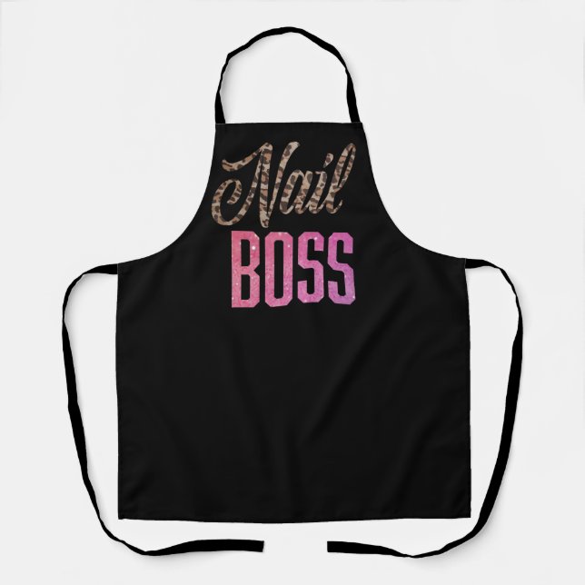 Cheetah Print Nail Boss Apron for Nail Techs.  (Front)