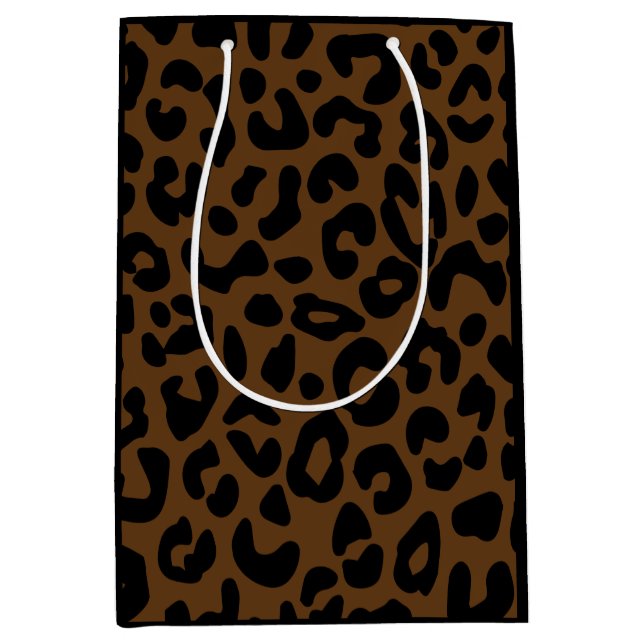 Cheetah Print Pattern Black Brown Medium Gift Bag (Front)