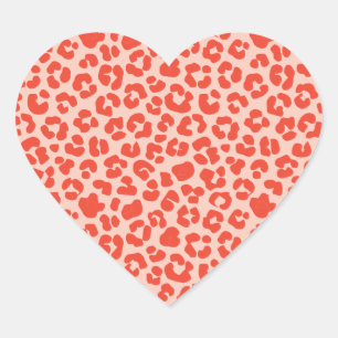 Cheetah Print Pattern Red Heart Sticker