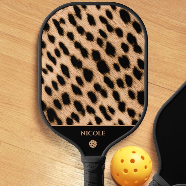Cheetah Print Pattern Tan Brown & Black Pickleball Paddle (cheetah print pickleball paddle)