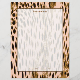 Cheetah print, pink background personalized letterhead