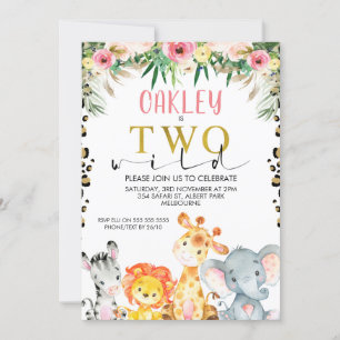 Cheetah Print Safaril Two Wild Birthday Invitation