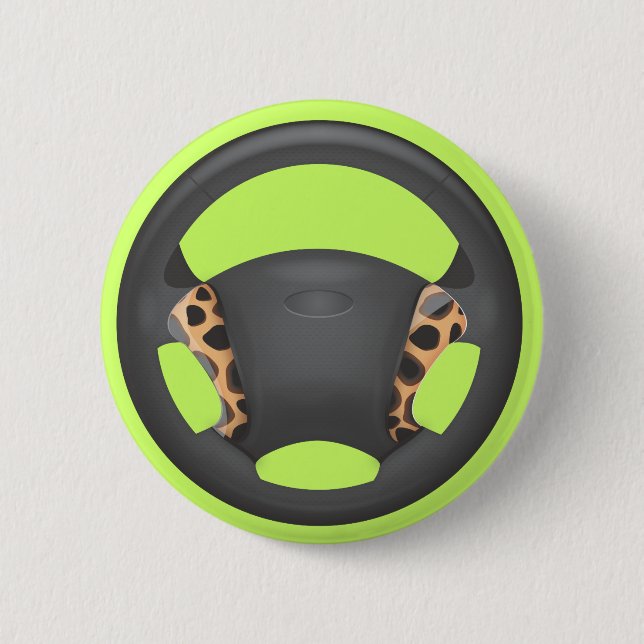 Cheetah  Print Steering Wheel 6 Cm Round Badge (Front)
