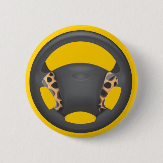 Cheetah Print Steering Wheel 6 Cm Round Badge