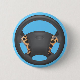 Cheetah Print Steering Wheel 6 Cm Round Badge
