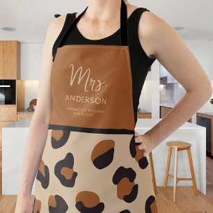 Cheetah Print Taming Kitchen Brown Black Funny Apron