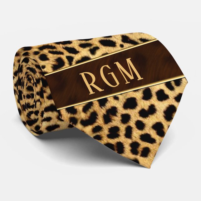 Cheetah Print with Monogram Tie (Rolled)