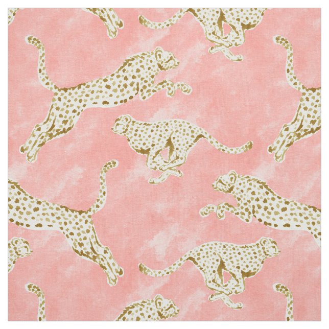 CHEETAH PROWL Blush Gold Cheetahs Fabric (Swatch)