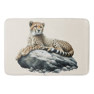 Cheetah Resting on a Rock Bath Mat