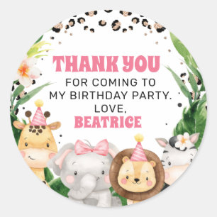 Cheetah Safari Two Wild Birthday Thank You Classic Round Sticker