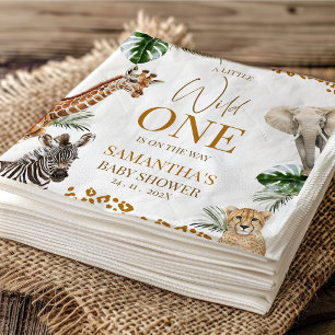 Cheetah Safari Wild One Baby Shower Paper Napkin