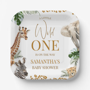 Cheetah Safari Wild One Baby Shower  Paper Plate