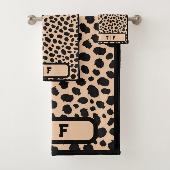 Cheetah Skin Print Initial Monogram | Bath Towel Set (Insitu)