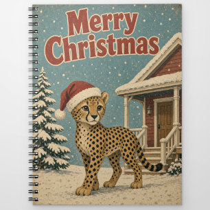 Cheetah Snow Lane Animal Christmas Notebook