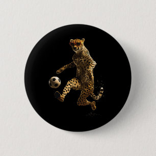 Cheetah Soccer Footll 6 Cm Round Badge