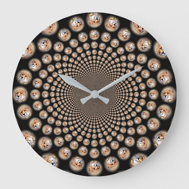 Cheetah Spin Spectacle – Feline Frenzy: Colourful  Large Clock (Front)